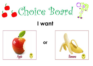 Autism language learning disability food choice board