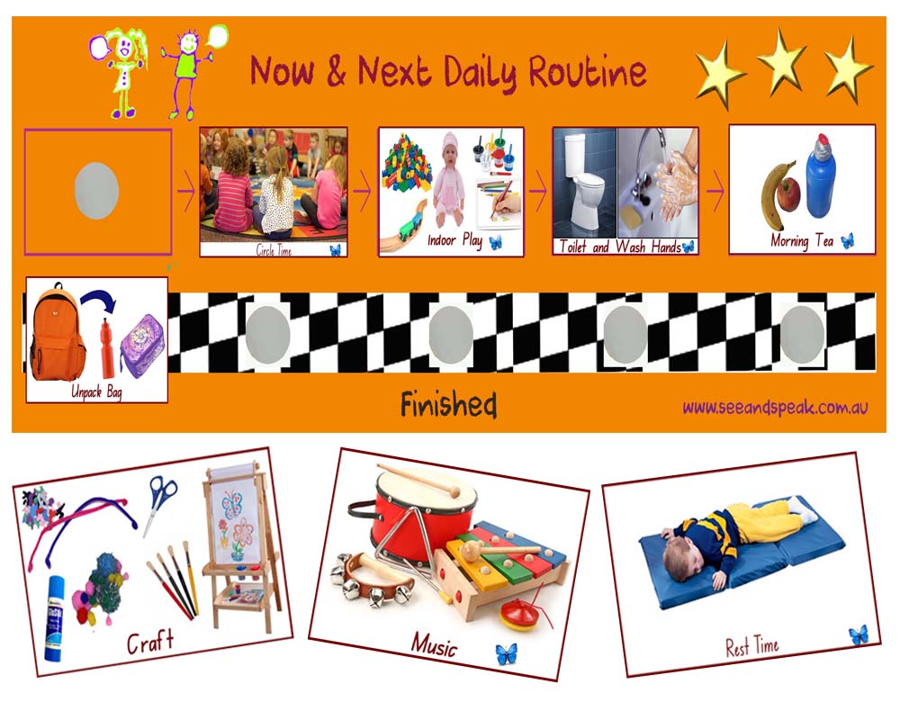 preschool daily picture routine, Autism, disability daily picture timetable