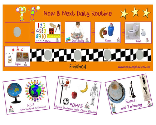 School Daily Picture routine, autism, disability school daily routine